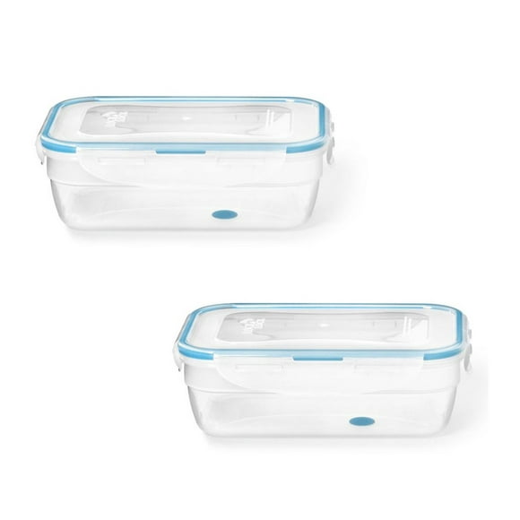 LocknLock - Set of 2 EasyMatch Plastic Containers, Airtight and Leakproof, 1.2 Liter Capacity, Blue