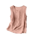 thumbnail image 4 of BUIGTTKLOP Womens Cotton Linen Tank Tops Boho Wide Strap Sleeveless Summer Tops Embroidered Flowy Blouses Causal Shirt, 4 of 6