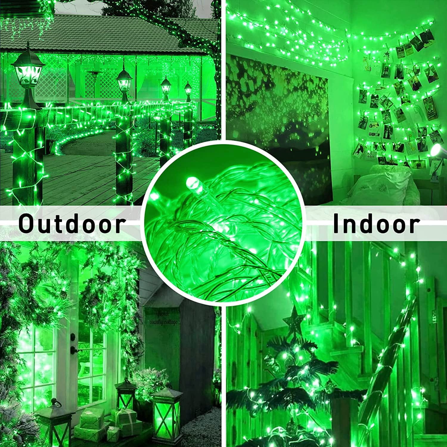 JMEXSUSS 600 Green String Lights Outdoor Waterproof,St Patricks Day Decorations Lights, 8 Modes Green LED Christmas Lights Clear Wire Plug in for Indoor Halloween St Patricks Day Christmas Tree Decor