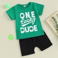 thumbnail image 2 of Bagilaanoe 2pcs Toddler Baby Boy Shorts Set Short Sleeve Letter Print T Shirt Tops + Shorts 9M 12M 18M 24M 3T 4T Kids Casual Summer Clothes, 2 of 9