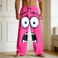 thumbnail image 2 of Men's Pants Funny Graphic Print Relaxed Fit Comfortable Loose Fit Straight Leg Trousers Hot Pink L, 2 of 4