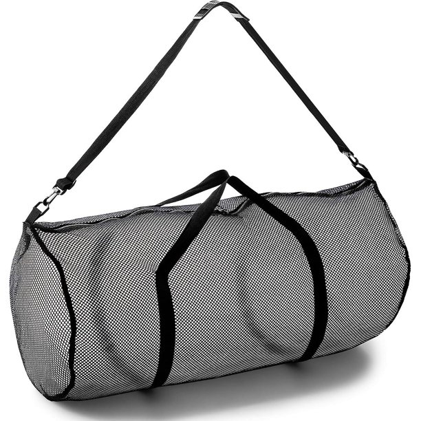 Bolsa de malla deportiva con cremallera y correa de hombro ajustable, bolsa de gimnasio multiusos de gran tamaño para equipo, equipo deportivo