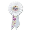 Pack of 6 White and Purple "Bride to Be" Wedding Shower Celebration Rosette Ribbons 6.5"