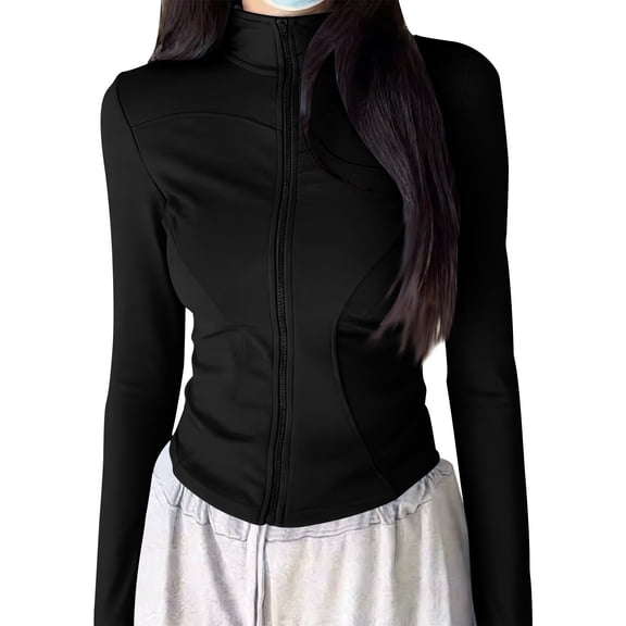 Miqool Women's Athletic Running Yoga Jacket UPF 50  Sun Protection Zip Up Cropped Jackets Slim Fit Long Sleeve Workout Cooling Shirts