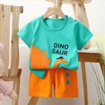 thumbnail image 2 of KPOPLK Toddler Infant Baby Boy Outfits Crewneck Short Sleeve Tee Casual Rolled Shorts 2 Pieces Summer Clothes(3-6 Months,Light Green), 2 of 5