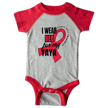 

Inktastic Sickle Cell Awareness I Wear Red For My Yaya Gift Baby Boy or Baby Girl Bodysuit