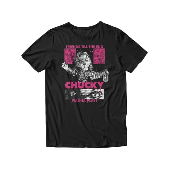 Chucky Child's Play Friends Till The End Short Sleeve T-Shirt for Men (Black, S-XXL)