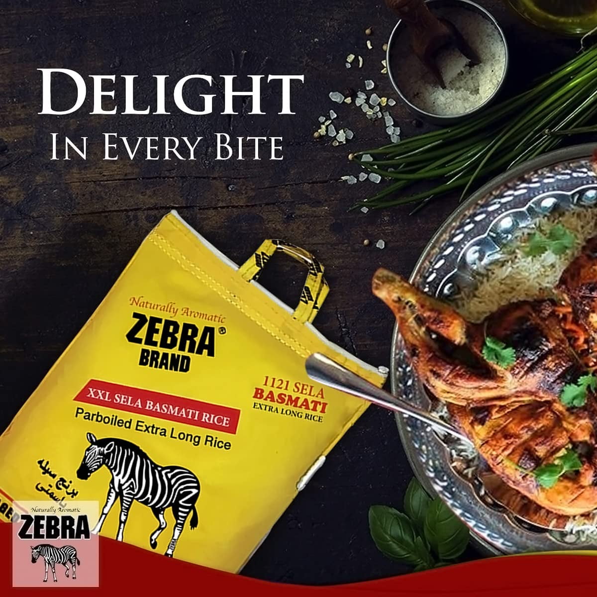 Zebra Basmati Rice - 1121 Sela XXL Parboiled Rice, (10 Lb) Extra Long Grain RED19