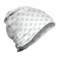 thumbnail image 1 of Damask Grey Unisex Beanie, Floral Motif Polka Dots, Hiking Outdoors, Pale Grey White, by Ambesonne, 1 of 1