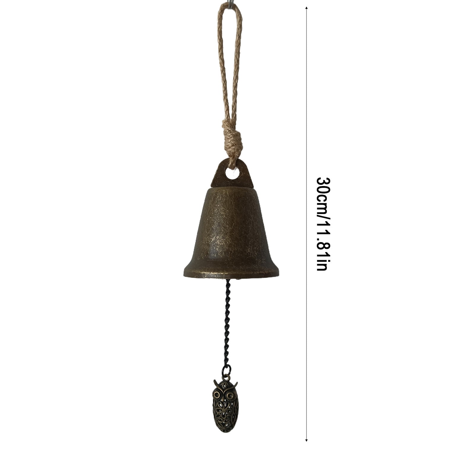 OIUR Vintage Hanging Bell Rustic Metal Wind Chime Retro Hanging Wind Bell with Owl or Leaf Pendant for Home Entrance Farmhouse Garden Decoration