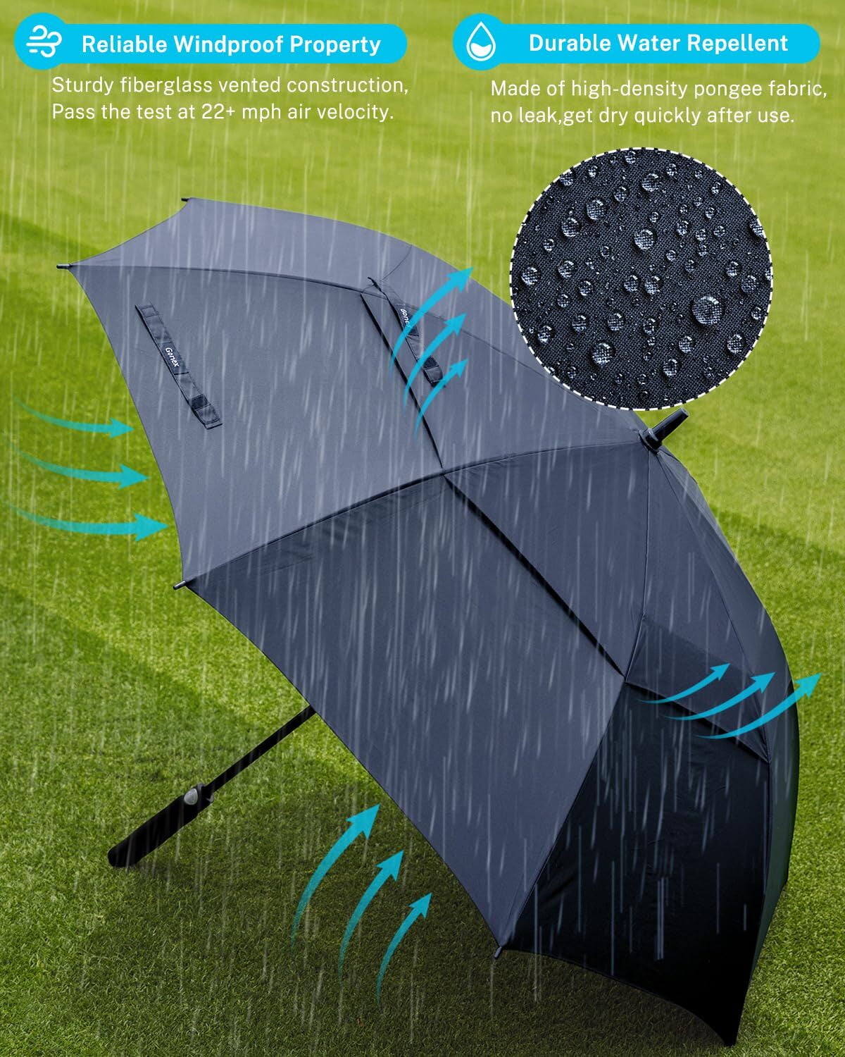 Gonex 72 Inch Automatic Open Golf Umbrella, Extra Large Vented Stick Umbrellas with Windproof Double Canopy