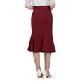 thumbnail image 3 of INSPIRE CHIC Women's Elegant Fishtail Skirt High Waist Belted Work Midi Mermaid Skirts M Red, 3 of 5