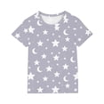 thumbnail image 4 of Girls Summer Homewear Set 2 Piece Soft Casual Homewears Star Moon Print Short Sleeve Top and Shorts Gray,Size 7 T, 4 of 8