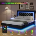 thumbnail image 2 of 4 EVER WINNER Twin Size Floating Bed Frame with LED Lights, Upholstered Platform Bed Frame with Diamond Tufted Headboard, Black Twin Size Bed Frame, Black, 2 of 8