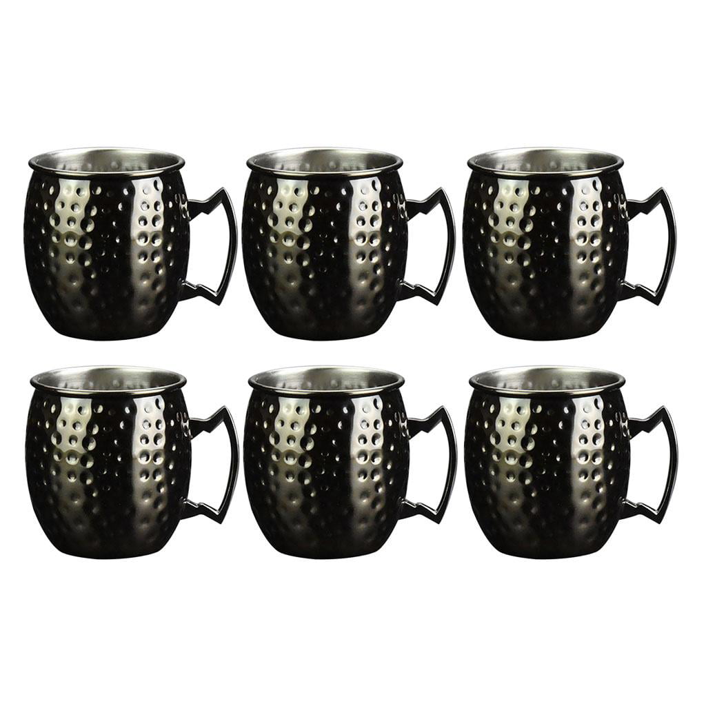 Moscow Mule Mug Set of 2 Black Cup Hammered Handcrafted Stainless Steel 18oz Cocktail Drink 