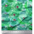 thumbnail image 1 of Soimoi Green polyester Crepe Fabric Flower Watercolor Print Fabric by The Yard 52 Inch Wide, 1 of 3