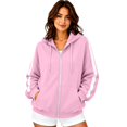 thumbnail image 4 of Gsakboxl Cardigan Sweaters for Women Autumn Winter Color Block Drop Shoulder High Collar Hooded Cardigan, Loose Trendy Casual Open Front Sweatshirt, 4 of 6