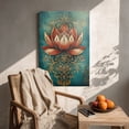 thumbnail image 6 of “Ornate Lotus with Gold Filigree on Teal Wood” Bohemian Canvas Wall Art Ready to Hang for Living Room and Bedroom, 6 of 8