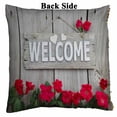 thumbnail image 2 of PKQWTM Welcome Rustic Wood Fence Flower Border Red Roses Reversible Mermaid Cushion Cover Home Decor Sequin Pillow Case Size 20x20 inches, 2 of 2