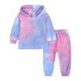 thumbnail image 2 of Bysome Kids Toddler Boy Girls Outfit Set Clothes Sports Casual Tie Dye Prints Long Sleeve Hooded Sweartshirt Elastic Waist Pants Set Outfit Size 6-7 Years, 2 of 9