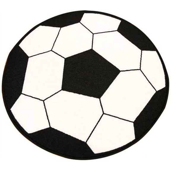 Furnish My Place 720 Soccer 6'6" Round Play Area Rugs for Kids, Soccer Shaped, Anti Skid Rubber Backing, Multicolor