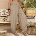 thumbnail image 3 of REORIAFEE Khaki Pants for Women Plus Size Uniforms Solid Print Palazzo Pants with Pockets High Waisted Casual Pants Lightweight Baggy Stretchy Trousers 2024 Trending Fashion Clothing, 3 of 7