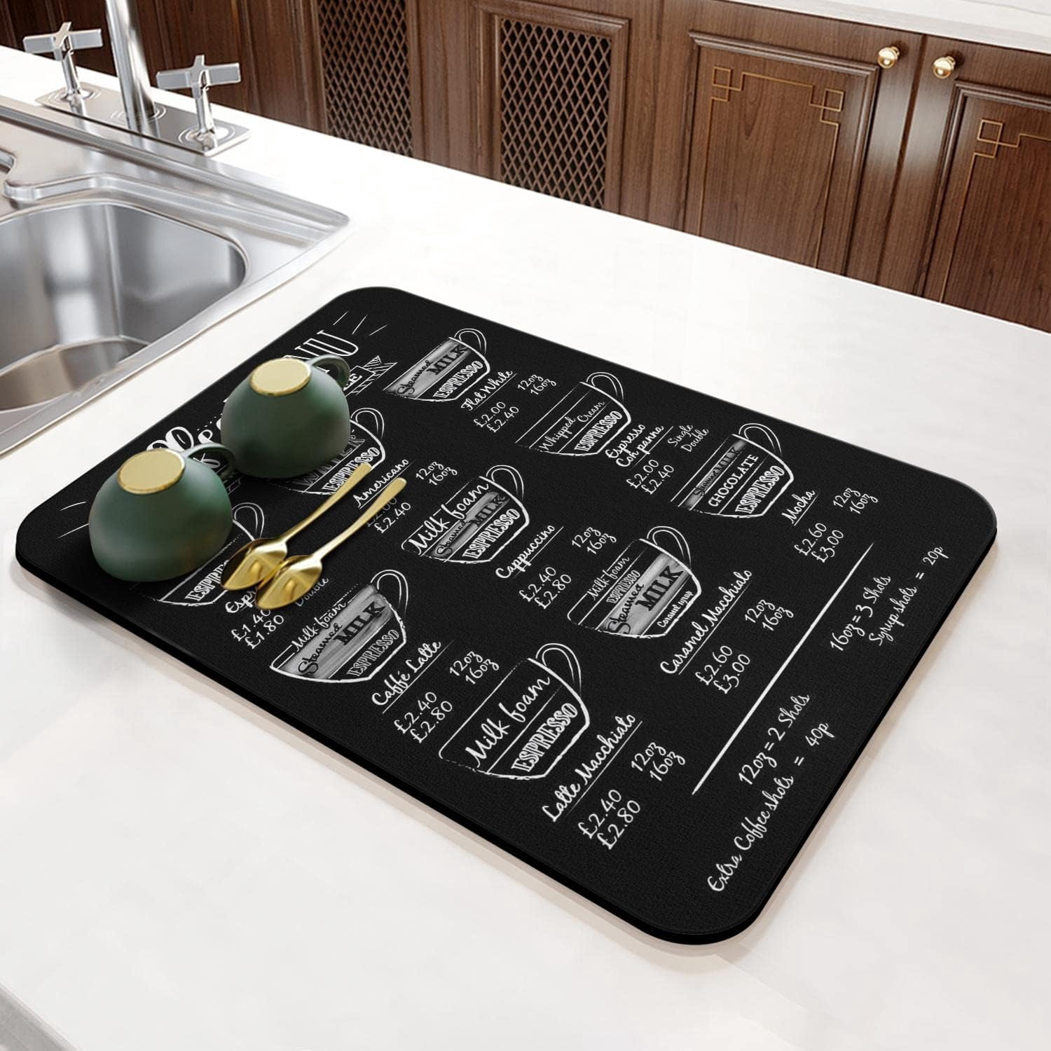 Fun Coffee Mat 23inx15in,Coffee Bar Mat for Countertops,Absorbent Hide Stain Anti-Slip Coffee Bar Accessories Fit Under Coffee Machine Mat,dish Drying Mats for Kitchen