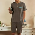 thumbnail image 2 of uikmnh Men's Sleepwear Soft Smooth Short Sleeve Short Pant Sleepwear Man with Pockets Two Piece Pajamas-Coffee-XL, 2 of 7