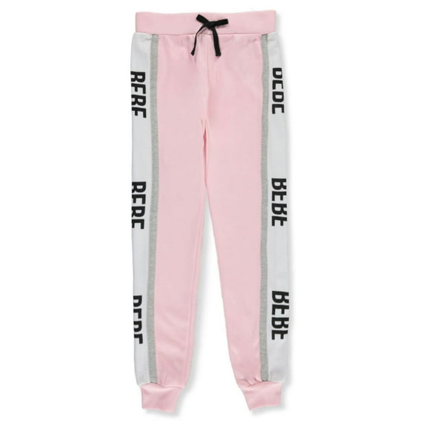Bebe Bebe Girls Logo Sided Fleece Joggers Pink 7 8 Walmart Com Walmart Com