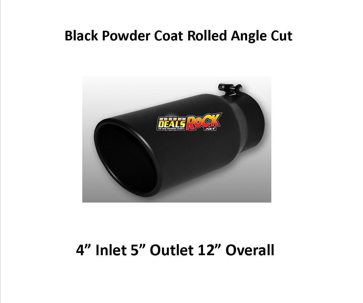 Brand New Flat Black Exhaust Tip 4" IN 5" Out 12" Long HITemp Powder