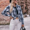thumbnail image 4 of BYHONG Long Sleeve Shirts for Women Autumn Button Down Plaid Shirts Blue XXL, 4 of 9