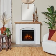 Real Flame Anika 49 Modern Wood Electric Fireplace in White Stucco