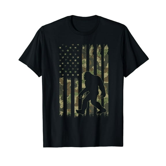 Bigfoot 4th of July American Flag Camo Boys Patriotic T-Shirt