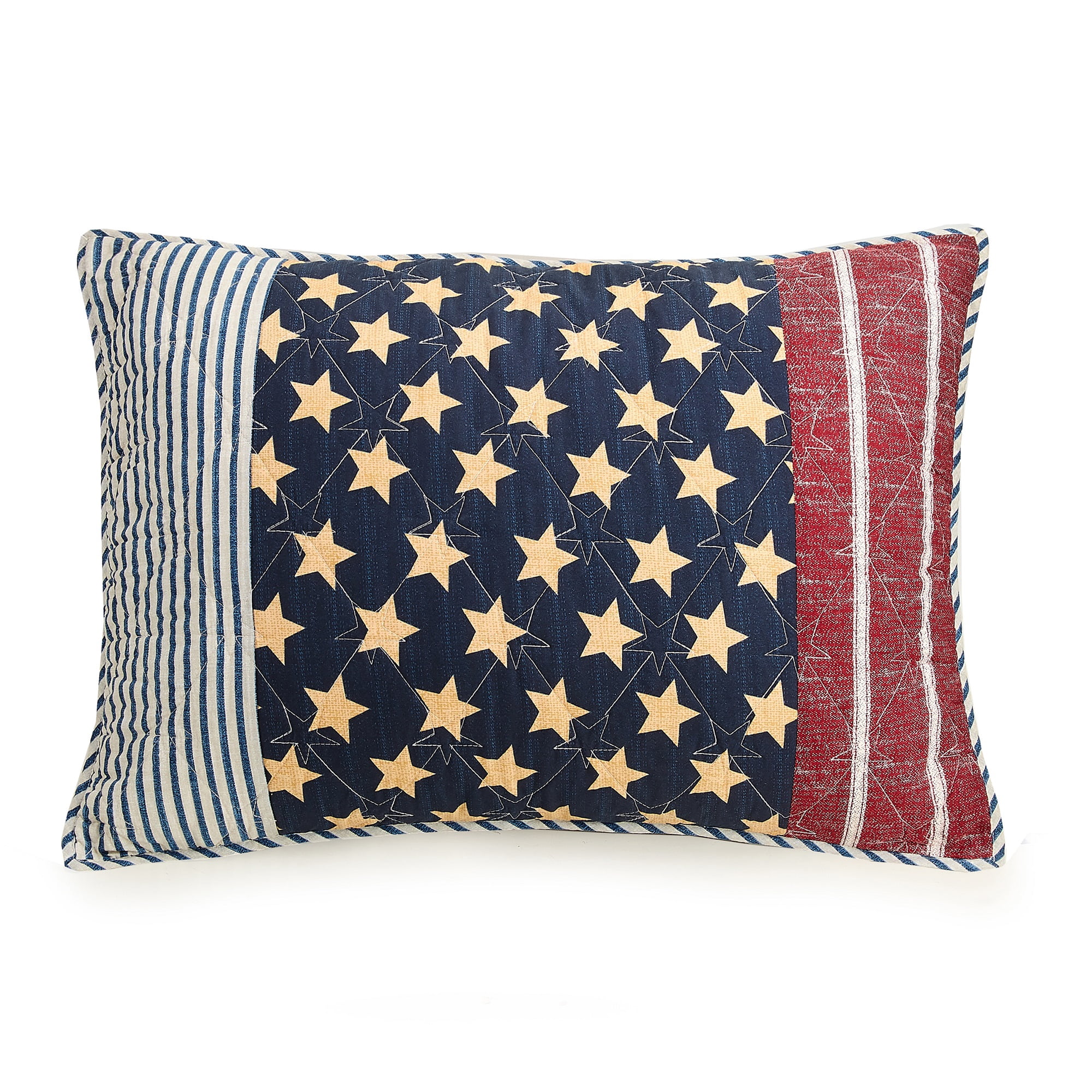 Modern Heirloom Americana 3-Piece Patchwork Cotton Quilt Set, Blue/Red, King