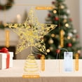 thumbnail image 6 of Qoosea Christmas Tree Topper Star, 10" Gold Glitter Sparkle , Golden Bead Metal Hollow 20 LED String Lights for Christmas Tree Star Topper Decor, 6 of 8
