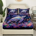thumbnail image 3 of Sea Turtle Twin Bed&nbsp;Sheets Set,Colorful Coral Fish Turtle Bedding Set,Watercolor Ocean Sea Animal Sheets Coastal Nautical Theme Fitted Sheet Set 3Pcs, 3 of 6