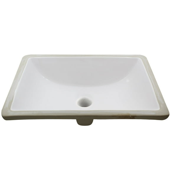 Novatto NP-U193906 Rectangular Undermount White Porcleain Sink with Overflow, 20.25 x 15-inches