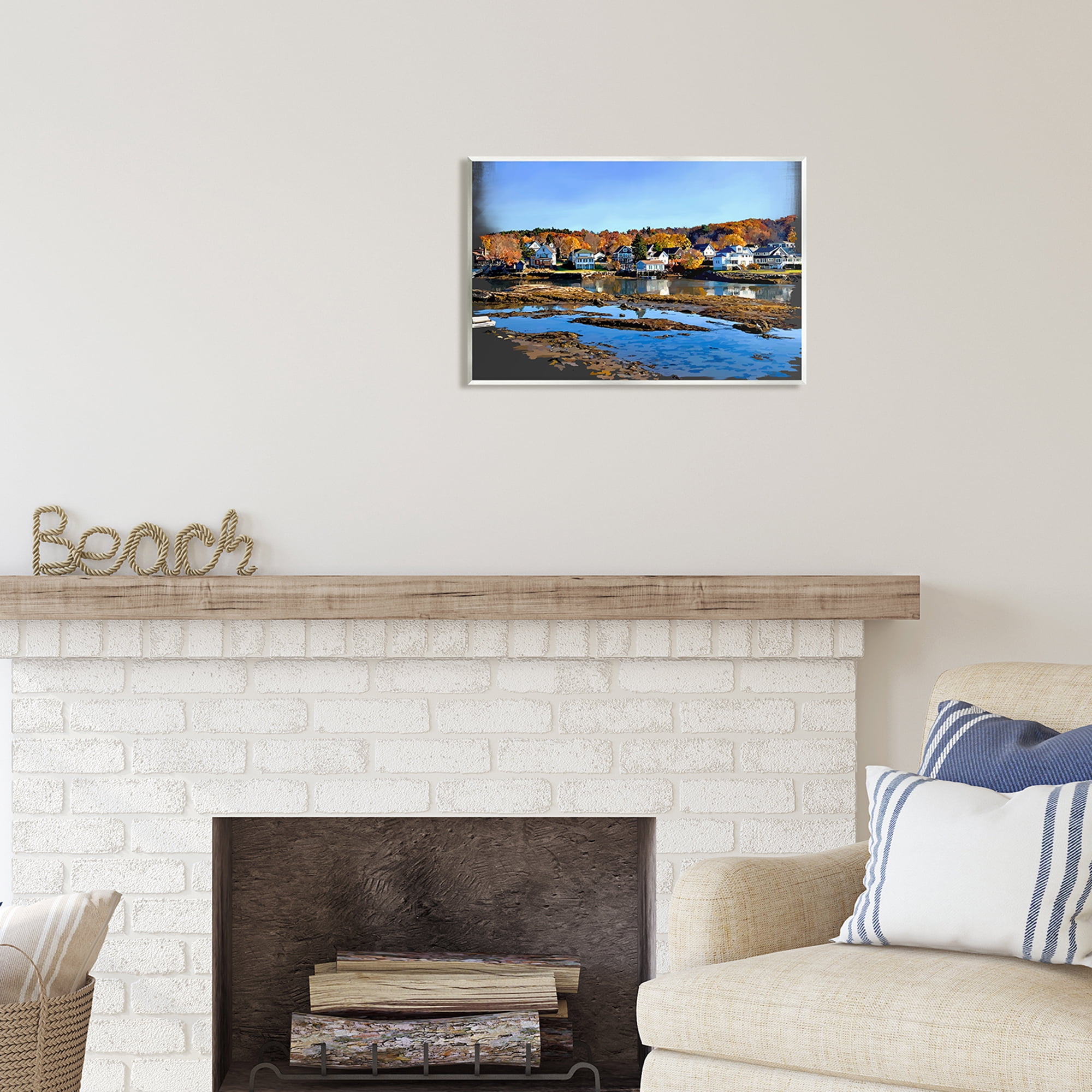 Stupell Industries Autumn Lakeside Foliage Scenery Coastal Photography Unframed Art Print Wall Art