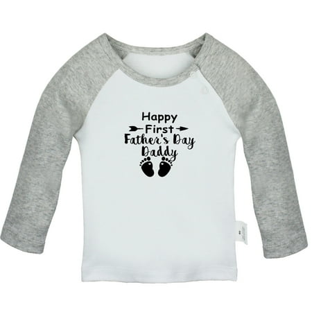

Happy First Father s Day Daddy Novelty T shirt For Baby Newborn Babies T-shirts Infant Tops 0-24M Kids Graphic Tees Clothing (Long Gray Raglan T-shirt 0-6 Months)