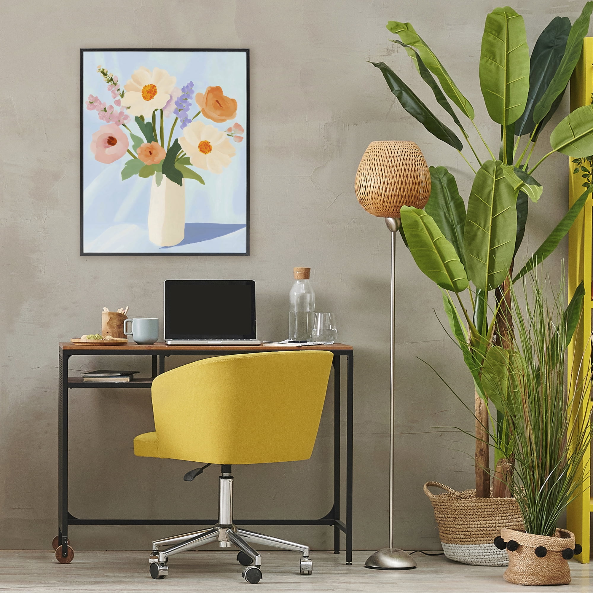 Stupell Industries Floral Bouquet in Sleek White Vase Black Framed Giclee Art, design by The Prints Vibe