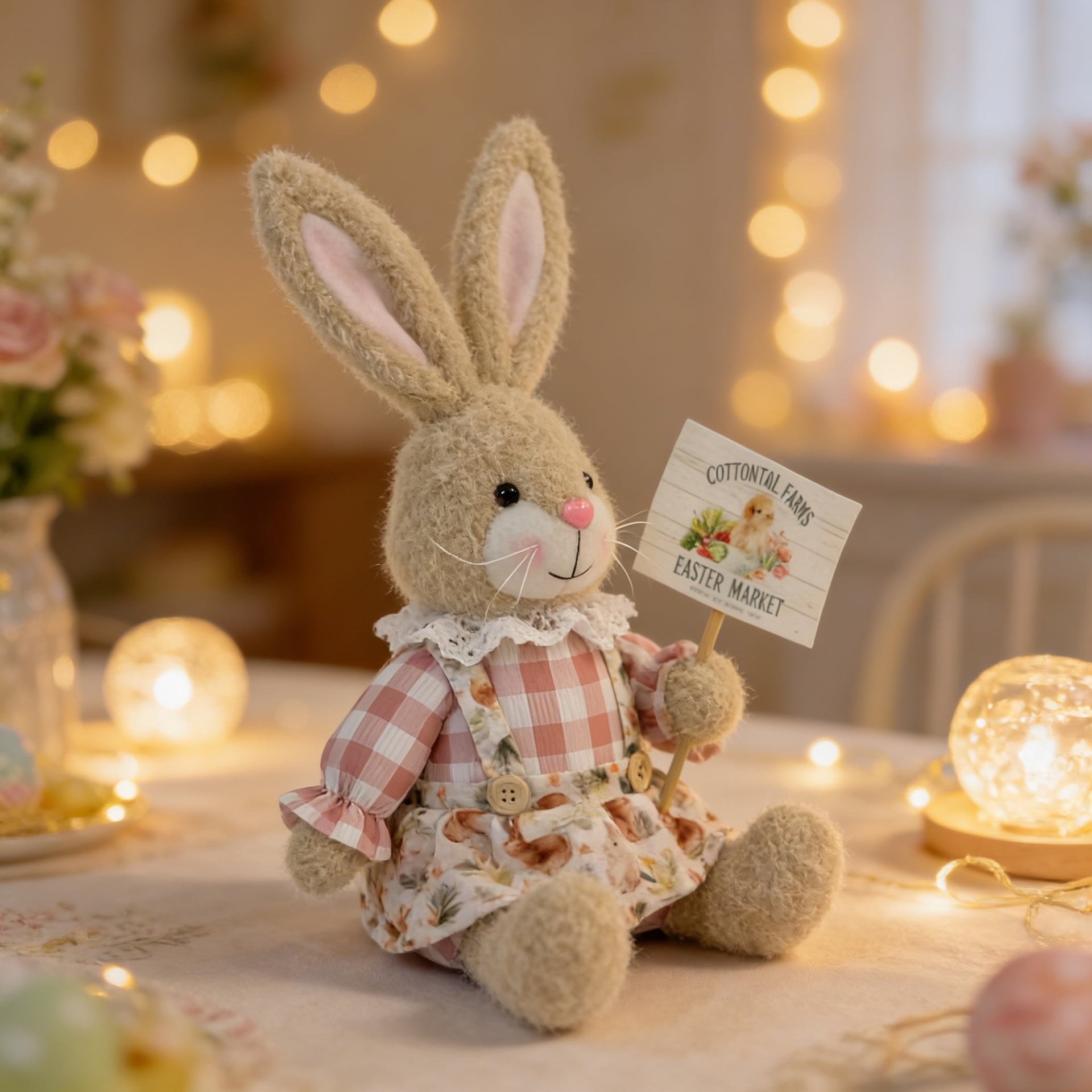 Easter Bunny Plush Toy – Soft Stuffed Rabbit with Long Ears, Cute Fluffy Bunny for Kids & Toddlers, Perfect Easter Basket Stuffer & Spring Gift