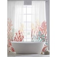 thumbnail image 5 of Summer Marine Life Sheer Curtains 96 Inch Long 2 Panels, Red Green Oceans Corals Shells Starfish Light Filtering Rod Pocket Curtains, Sheer Voile Drapes for Living Room Bedroom, 52"x96", 5 of 8