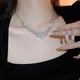thumbnail image 4 of Conjunto de collar y pendientes de cristal para novia, Gargantilla con colgante de diamantes de imitación plateados, conjunto de joyería nupcial brillante para mujer, 2 uds., 4 of 5