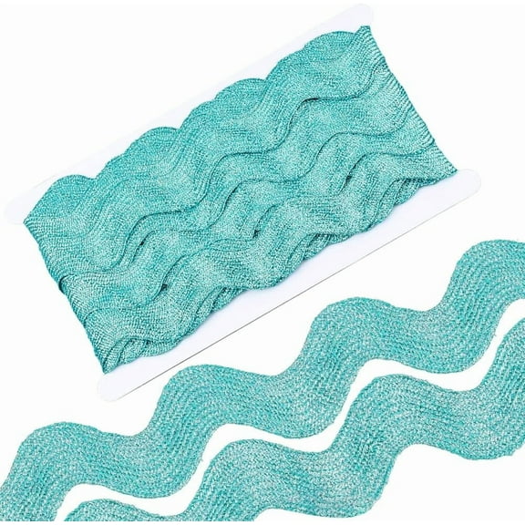 10 Yards 1.57 Inch/ 40mm Blue RIC Rac Trim Ribbon Wave Sewing Bending Fringe Trim Rick Rack Glitter Christmas Metallic Lace Ribbon for Sewing Making Craft Gift Wrapping Wedding Decor Supply Colorful
