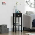 thumbnail image 2 of PRZL 2-Tier Side Table with Drawer, Narrow End Table with Bottom Shelf, for Living Room, Set of 1, Black, 2 of 18