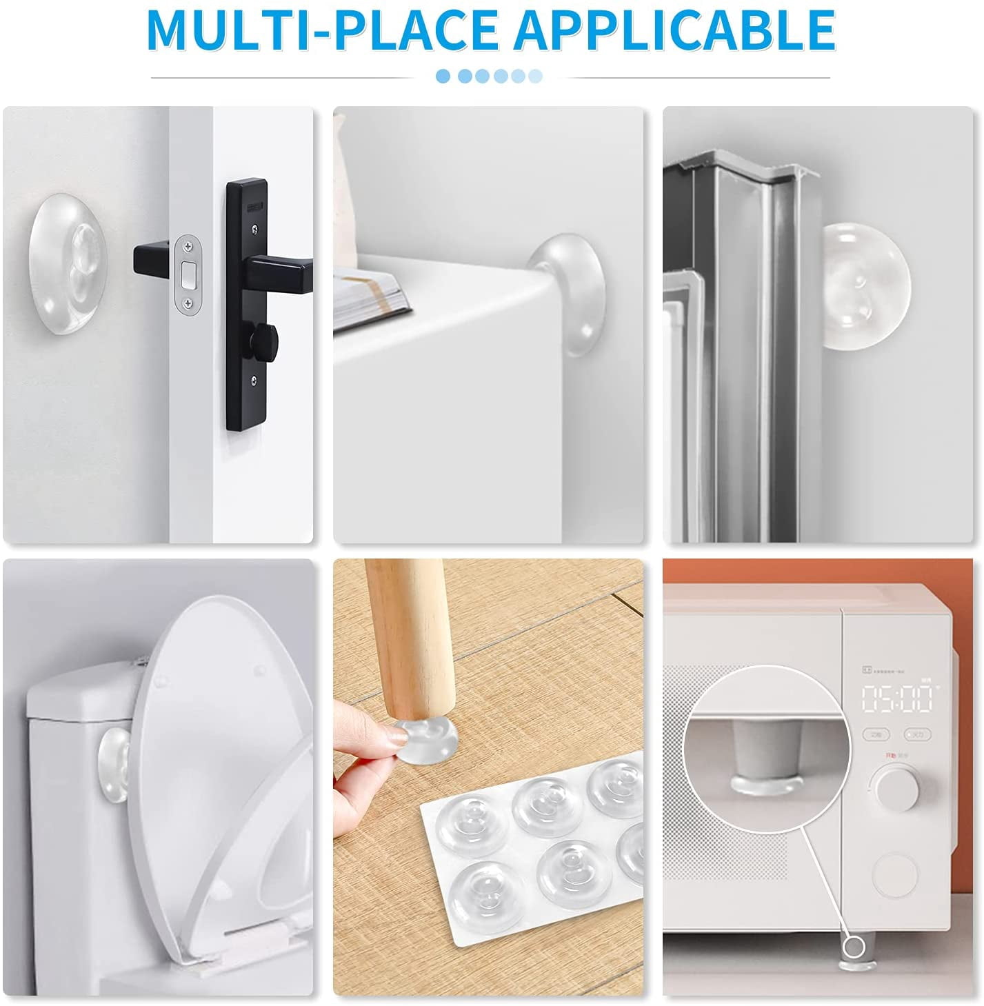 Door Stoppers for Bottom of Door - 12 Pack Rubber Security Wedge Stackable Heavy Duty Door Stop with Holder for Home Office Classroom on Carpet, Concrete, Linoleum & Wood House Warming Gifts New Home