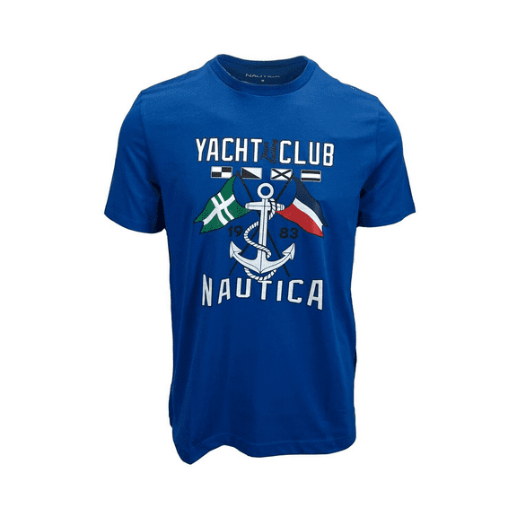 Nautica Men's Blue T-Shirt Yacht Club Graphic Tee (S08)