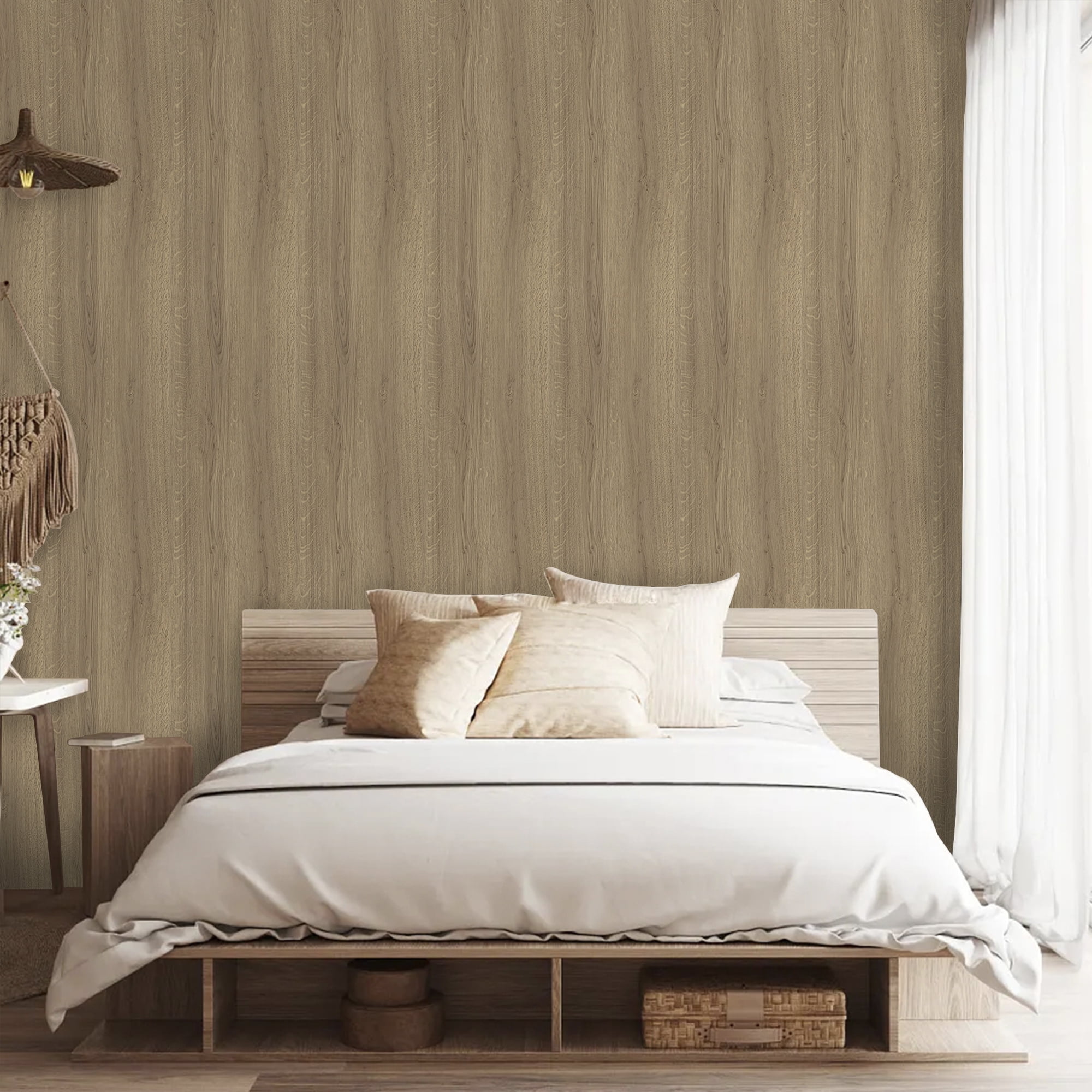 Abyssaly Brown Wood Peel and Stick Wallpaper 15.7"x 118" Removable Self Adhesive Texture Wallpaper Contact Paper for Desktop Bedrooms Living Room