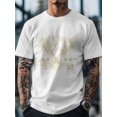 thumbnail image 2 of Men's T-Shirt ROCK ROLL STORNG Gold Bald Eagle Short Sleeve Casual Tee Classic Crew Neck T-Shirt for Men, White M, 2 of 7