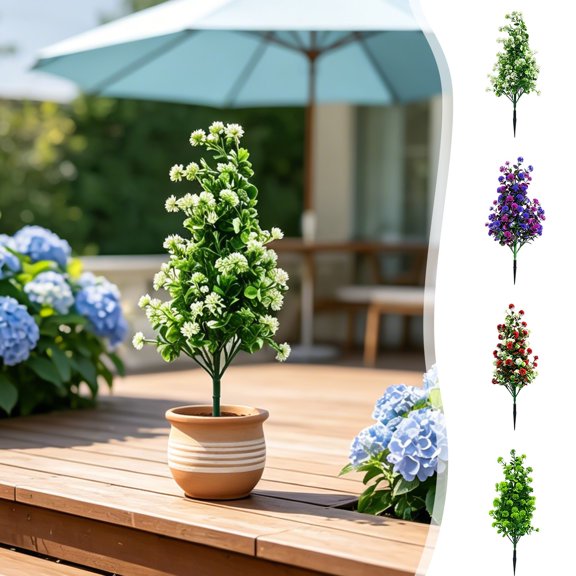 Doghiosgha Artificial Flower Stake Faux Floral Garden Stake for Home Front Porch Patio Wedding Decor, 19.7 Inch, White